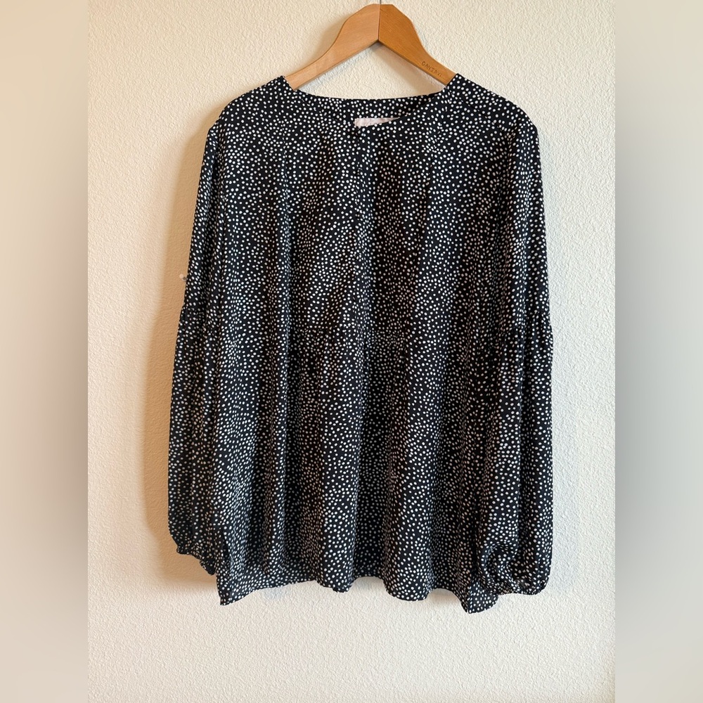 LOFT Black and White Polka Dot Blouse
